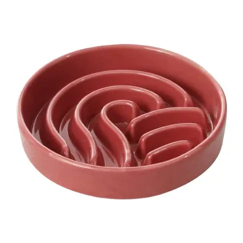 Wave Ceramic Slow Feeder Dog Bowl - Pink