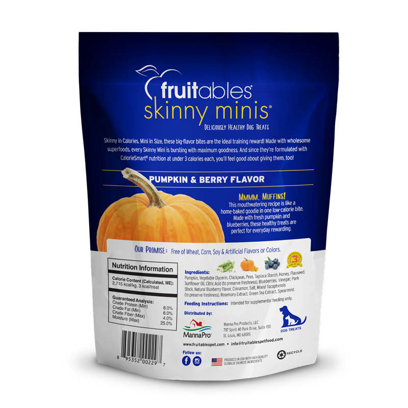 Skinny Minis Pumpkin & Berry Flavor Dog Treats | Fruitables