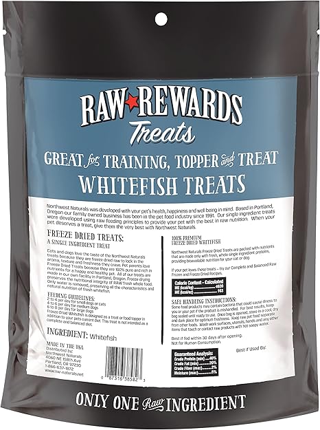 Raw Rewards Freeze Dried Whitefish Treats | NWN