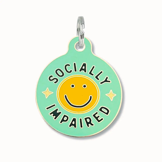 Bad Tag "Socially Impaired" - Dog ID Tag & Collar Charm