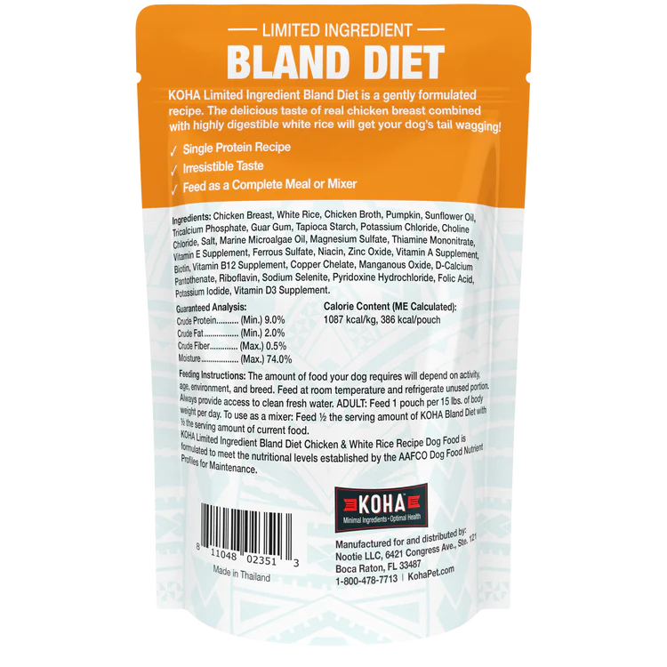 KOHA Limited Ingredient Bland Diet Chicken & White Rice Recipe for Dogs