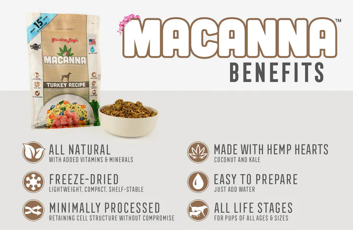 Macanna Turkey Freeze-Dried Dog Food & Topper | Grandma Lucy's