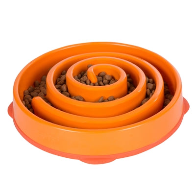 Orange Swirl Fun Feeder Slo-Bowl | Outward Hound