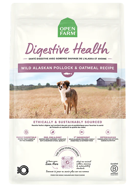 Open Farm Digestive Health, Wild Alaskan Pollock & Oatmeal Dry Dog Food