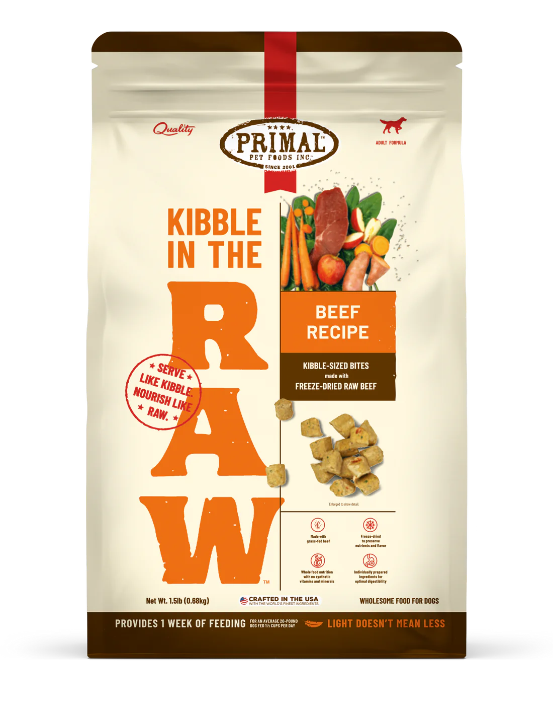 Primal Kibble in the Raw Dog Food Beef Recipe