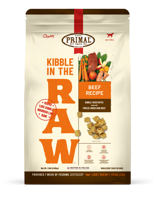 Primal Kibble in the Raw Dog Food Beef Recipe