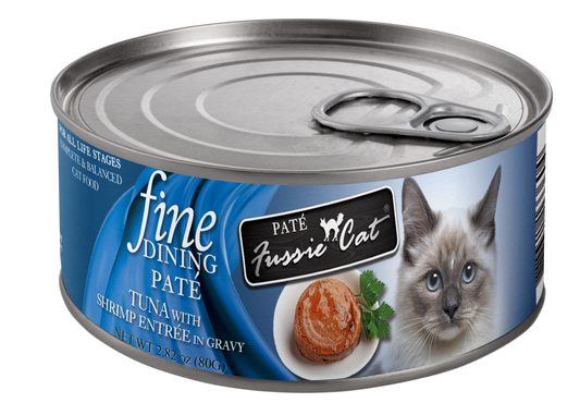 Fussie Cat Fine Dining Pate Tuna with Shrimp Entree in Gravy