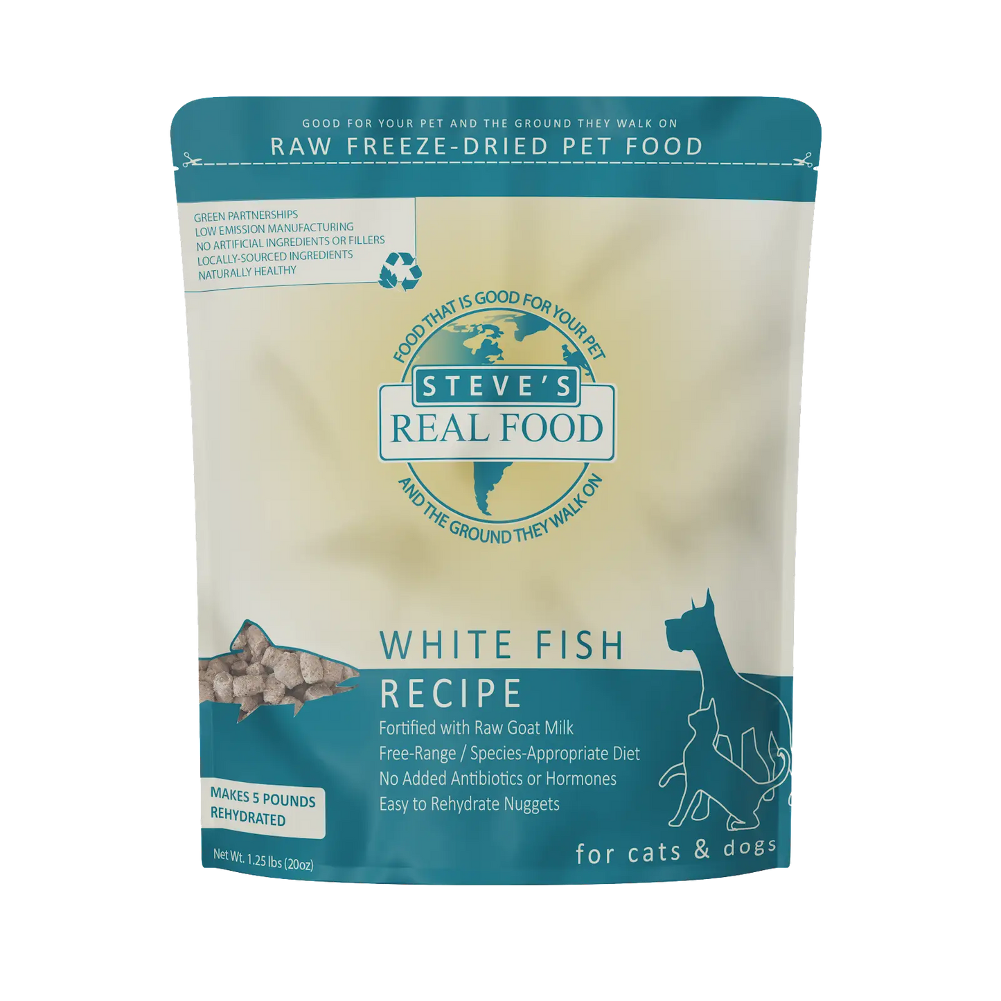 Freeze Dried Raw White Fish Dog & Cat Food | Steve's Real Food