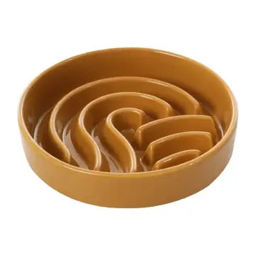 Wave Ceramic Slow Feeder Dog Bowl - Orange