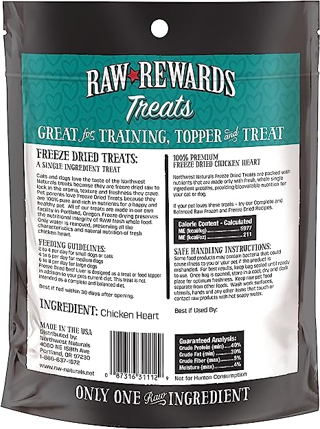 Raw Rewards Freeze Dried Chicken Hearts | NWN