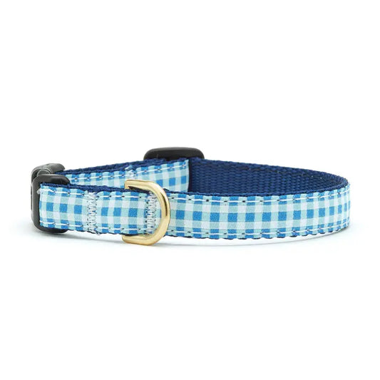 Up Country Blue Gingham Small Breed Dog Collar