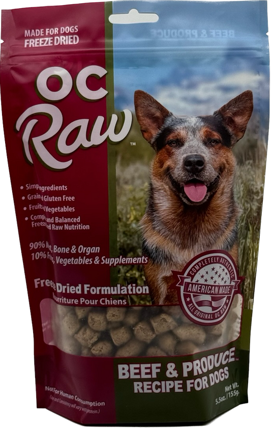 Beef & Produce ~ Freeze Dried Meaty Rox | OC Raw